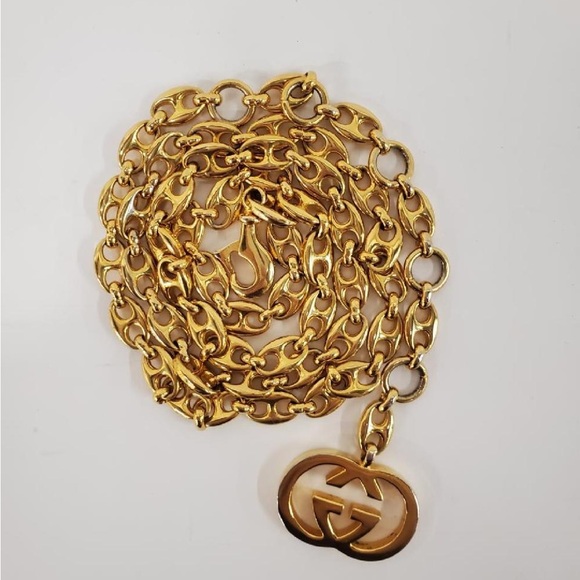 Gucci 1980 Gold Tone Mariner Link Chain Belt - Picture 1 of 5